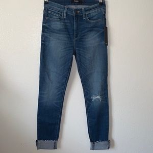 NWT HUDSON NICO MIDRISE SUPER SKINNY ANKLE DISTRESSED RAW HEM JEANS SIZE 27